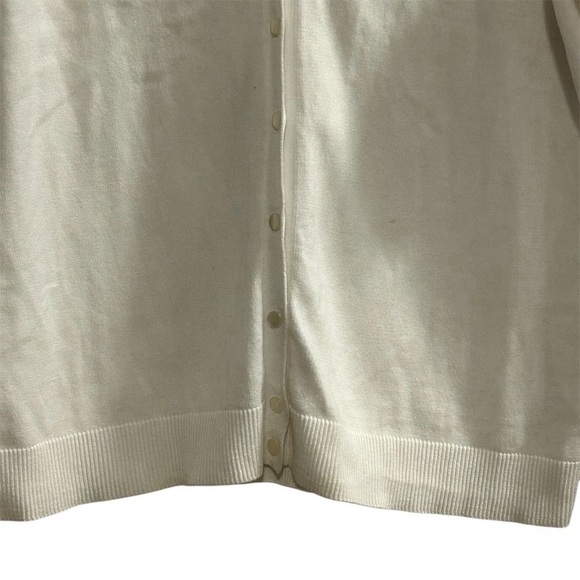 Talbots Women's XL Ivory Short Sleeve Button Down Cardigan Sweater - Picture 4 of 11